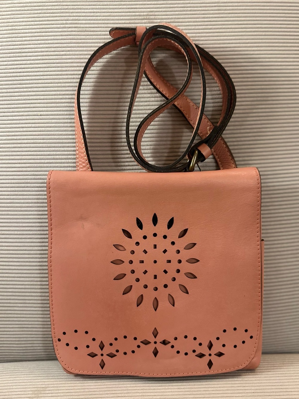 Patricia Nash Granada Tooled Leather Crossbody Bag - salmon/pink